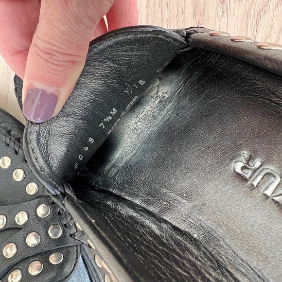 ROBERT ZUR silver stud black leather loafers / size 7.5 - Picture 5 of 6